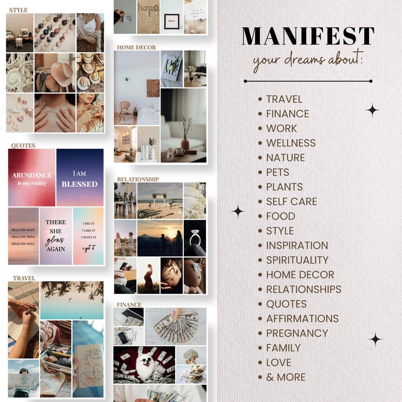2026 Printable Vision Board Kit: 100+pages Boho Aesthetic Images ...