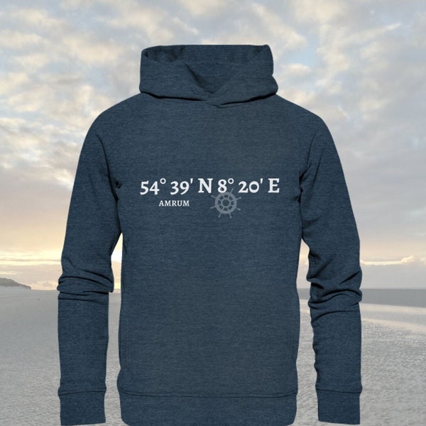 Amrum Koordinaten - Organic Fashion Hoodie