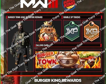 CALL of DUTY MW3 Burger King - Burger Town Operator Skin + Charm + 2XP (2 Codes)