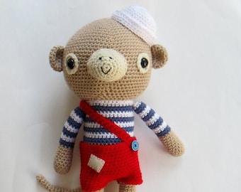 Sailor Monkey amigurumi haakpatroon - PDF digitale download