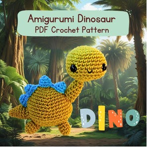 Amigurumi Dinosaur PDF crochet pattern - Brontosaurus Crochet pattern - Dinosaur Plushie Crochet Pattern - Dinosaur Plush Toy - Kawaii diy