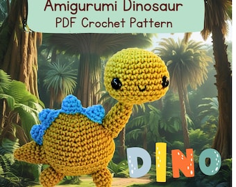Amigurumi Dinosaur PDF crochet pattern - Brontosaurus Crochet pattern - Dinosaur Plushie Crochet Pattern - Dinosaur Plush Toy - Kawaii diy