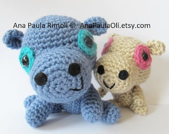 Mom and baby Hippo crochet pattern - PDF Digital Download