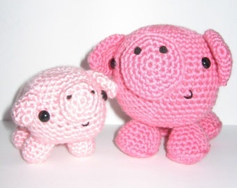 Little Pig and Mommy amigurumi crochet pattern - PDF Digital Download