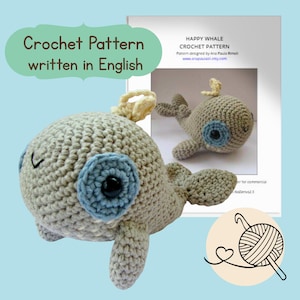 Crochet Whale Amigurumi Crochet Pattern - Whale Crochet Pattern - Amigurumi Whale Crochet Pattern - Ocean Amigurumi Pattern imagen 2