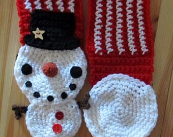 Snowman Scarf crochet pattern - PDF Digital Download
