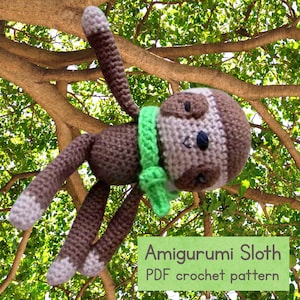 Sleepy Sloth amigurumi crochet pattern - PDF Digital Download