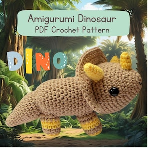 Triceratops amigurumi crochet pattern - Dinosaur Amigurumi Crochet Pattern - Triceratops Dinosaur Crochet - Pattern PDF Digital Download