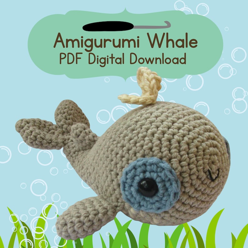 Crochet Whale Amigurumi Crochet Pattern - Whale Crochet Pattern - Amigurumi Whale Crochet Pattern - Ocean Amigurumi Pattern imagen 1