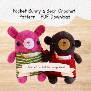 Bunny and Teddy amigurumi crochet pattern - PDF Digital Download