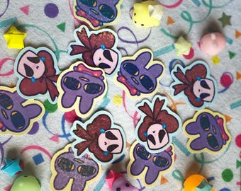 Erstaunliche digitale Zirkus Aufkleber, Gangle und Jax, Konfetti holographisch