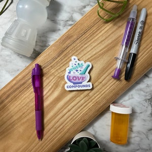 Where Love Compounds Die Cut Sticker | pharmacy pharmacist gift pharmacy technician pharmacy assistant healthcare worker compounding gifts