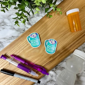 World&#39;s Okayest Pharmacy Assistant Mug Die Cut Sticker | pharmacy gift pharmacy assistant healthcare worker gifts