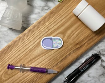 Heart-Filled Capsule Sticker: Pharmacy Gift, Water Resistant