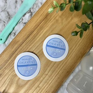 World&#39;s Okayest Doctor Vinyl Sticker | funny doctor physician gift healthcare gifts