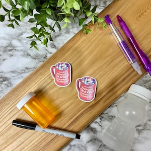 World's Okayest Pharmacy Technician Mug Die Cut Sticker | pharmacy gift pharmacy technician pharmacy assistant healthcare worker gifts