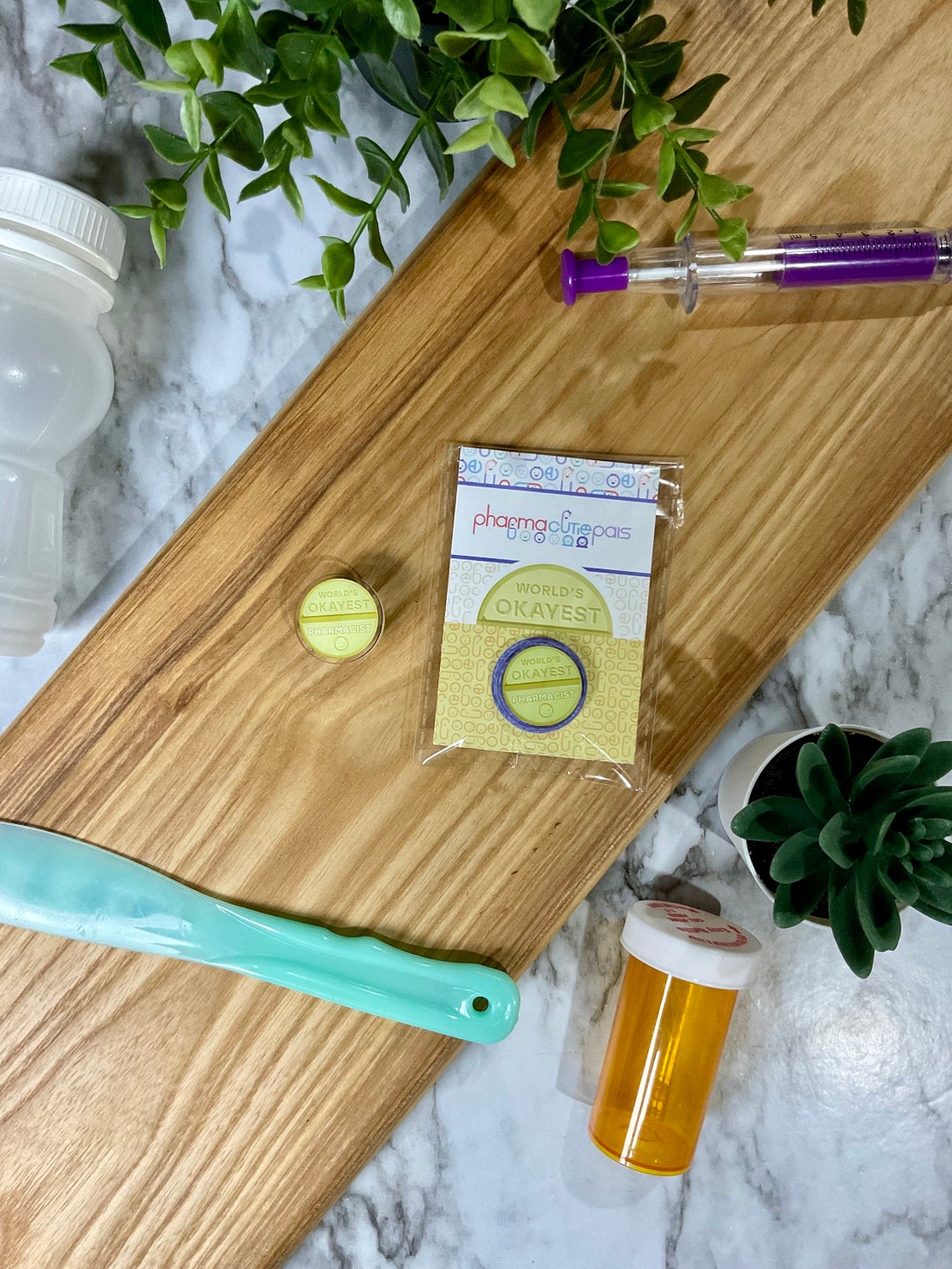Mini Rph World's Okayest Pharmacist Mini Acrylic Pin | Funny Pharmacy Gift ...