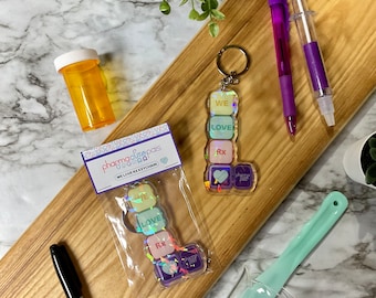 Holographic 'We Love RX' Keychain: Pharmacy Gift