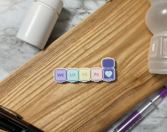 We Love RX Sticker: Pastel Pill Box Die Cut Sticker