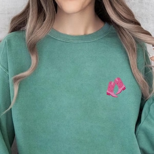 Embroidered Cowgirl Boots Sweatshirt, Cowgirl Footwear Sweatshirt, Cowgirl Boot Fashion Sweatshirt, Rustic Cowgirl Comfort Colors Sweater