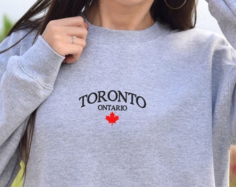 Embroidered Toronto Ontario Sweater, Toronto City Sweater, Ontario Travel Sweater, Ontario Canada Sweater, Toronto Vibes Sweater