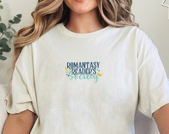 Embroidered Romantasy Readers Society Shirt, Book Lover Club Shirt, Book Lover Gift, Fantasy Nerd Shirt, Bookish Shirt, Fantasy Reader Shirt