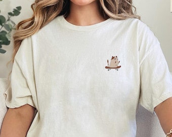 Embroidered Funny Cat Shirt, 90s Cat Tshirt, Kitten Shirt, Cat Lovers Gift, Cat Mom Shirt, Cat Owner Gift, Cat Mom Gift, Mental Health Shirt