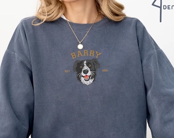 Embroidered Custom Pet Sweatshirt, Custom Dog Sweatshirt, Personalized Dog Crewneck, Pet Portrait, Personalized Dog Gift