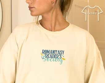 Embroidered Romantasy Readers Society Shirt, Book Lover Club Shirt, Book Lover Gift, Fantasy Nerd Shirt, Bookish Shirt, Fantasy Reader Shirt