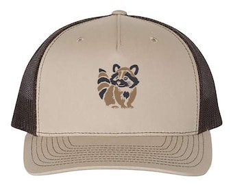 Embroidered Raccoon Hat, Silly Raccoon Hat, Raccoon Trucker Hat, Cute Raccoon Cap, Gift For Animal Lover, Funny Raccoon Graphic Hat