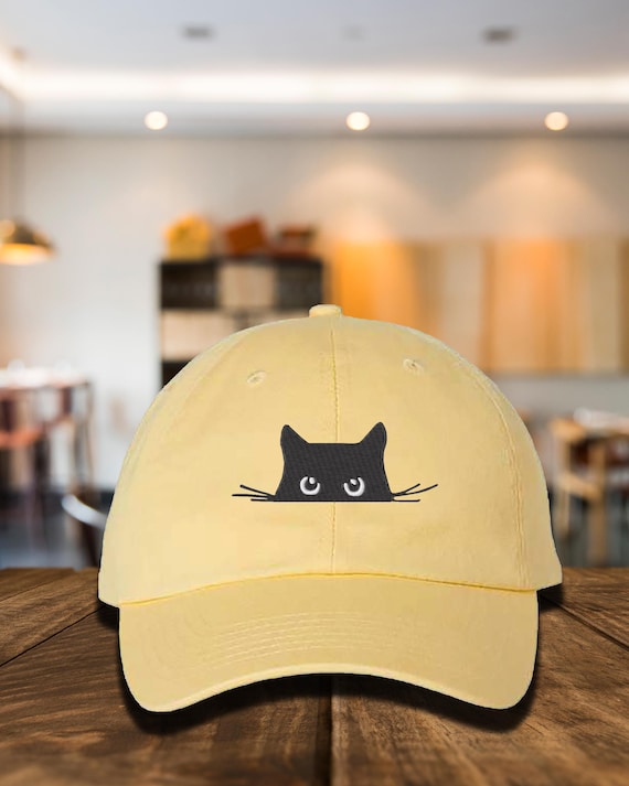 Embroidered Black Cat Baseball Cap, Cute Black Cat Design Cap, Cat Lovers Hat, Funny Cat Art Cap, Aesthetic Black Cat Gift