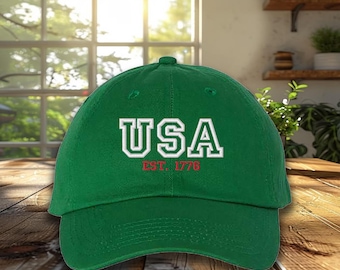 Embroidered USA Est 1776 Baseball Cap, Cute America Lover Cap, USA Fan Hat, United States Of America Cap, Patriotic USA Hat