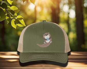 Embroidered Otter Richardson Hat, Awesome Funny Sea Otter Cap, Wildlife Lover Cap, Cute Otter Cap,  Funny Animal Hat, Animal Lovers Hat