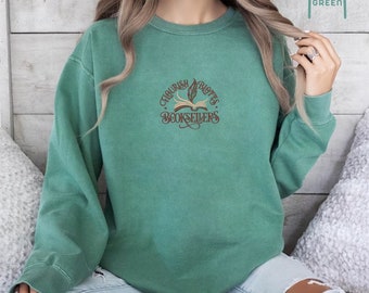 Embroidered Wizard Book Shop Sweatshirt, Book Nerd Crewneck, Subtle Magical Sweater, Magical School, Universal Trip Sweatshirt, Gift For Her