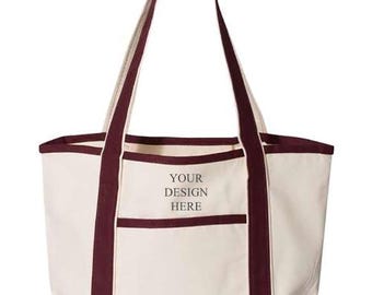 Embroidered Custom Your Design Here Deluxe Tote Bag, Any Design Bag, Personalized Design Tote Bag, Cute Logo Bag, Customized Text Bag