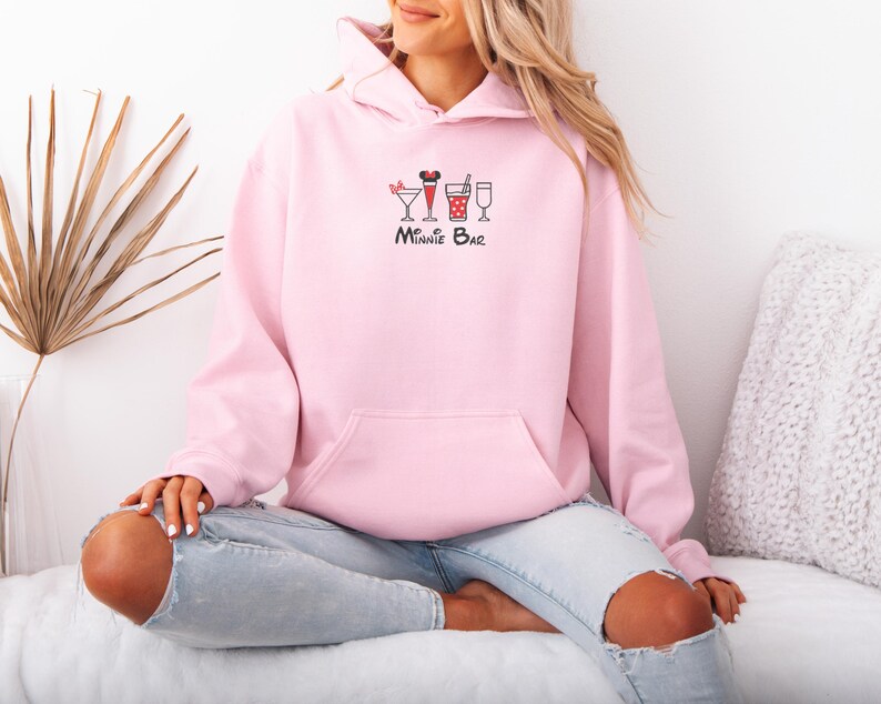 Minnie Bar Embroidered Hoodie, Disneyland Hoodie, Drinking Minnie Hoodie, Minnie Hoodie Minnie Hoodie, Disney Family Vacation Hoodie