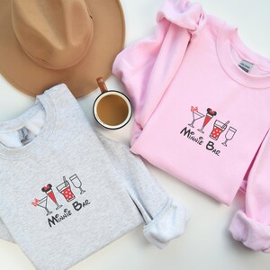 Embroidered Minnie Bar Sweatshirt, Disneyland Sweatshirts, Drinking Minne Sweat, Minnie Mouse Sweatshirt, Disney Family Vacation Sweatshirt