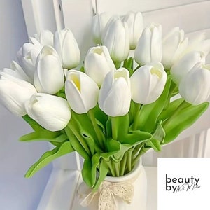 Bouquet de tulipes premium Real Touch : ensemble de 10 fleurs artificielles pour mariage, maison, hôtel, fête, événement et décoration de Noël image 5