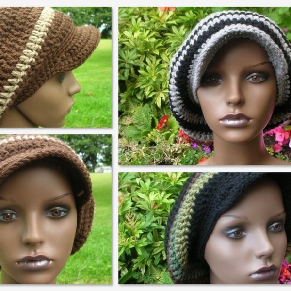 Visière Slouch Hat/Rasta Tam Crochet Pattern