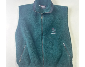 Vintage Mahr Fleece Vest Mens Small Green Sherpa Full Zip Hillcrest Country Club