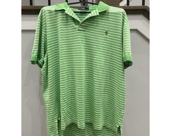 Camisa Polo Ralph Lauren para hombre, talla grande, verde, azul, con pony, informal, de algodón.