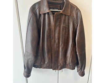Blouson aviateur en cuir Wilsons Large marron pour homme, manteau isolé en Thinsulate