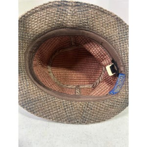 Pendleton Brown Plaid 100% Virgin Wool Bucket Hat Mens Large Vintage Made in USA image 5