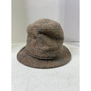 Pendleton Brown Plaid 100% Virgin Wool Bucket Hat Mens Large Vintage Made in USA image 1