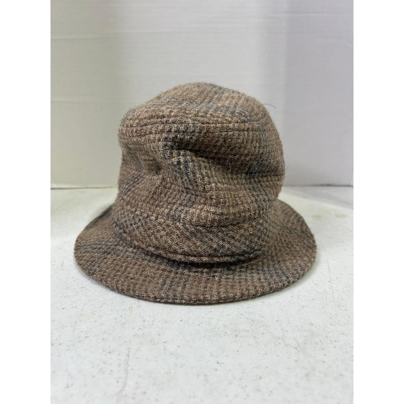 Pendleton Brown Plaid 100% Virgin Wool Bucket Hat Mens Large Vintage Made in USA image 1