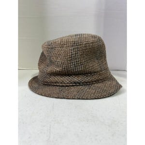 Pendleton Brown Plaid 100% Virgin Wool Bucket Hat Mens Large Vintage Made in USA image 2
