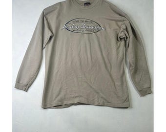 Vintage 1998 Harley Davidson Shirt Mens XL Tan Long Sleeve Boise Idaho Hanes 90s