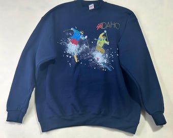 Vintage Soffe Heavy Sweats Ski Idaho Sweatshirt Navy Blue Mens XL Made in USA