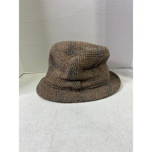 Pendleton Brown Plaid 100% Virgin Wool Bucket Hat Mens Large Vintage Made in USA image 4