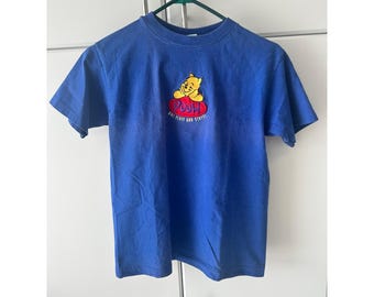 Vintage Disney Store Winnie the Pooh Blue Embroidered T-Shirt Kids Medium 7/8